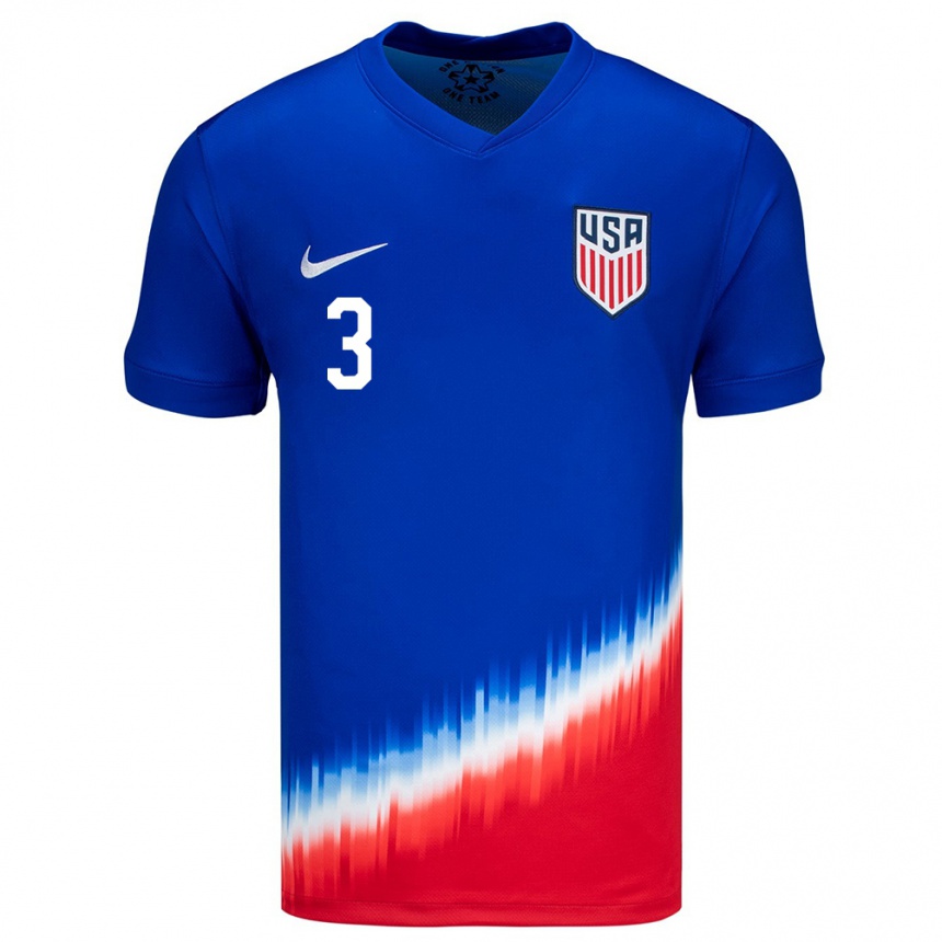 Hombre Fútbol Camiseta Estados Unidos Nolan Norris #3 Azul 2ª Equipación 24-26 México
