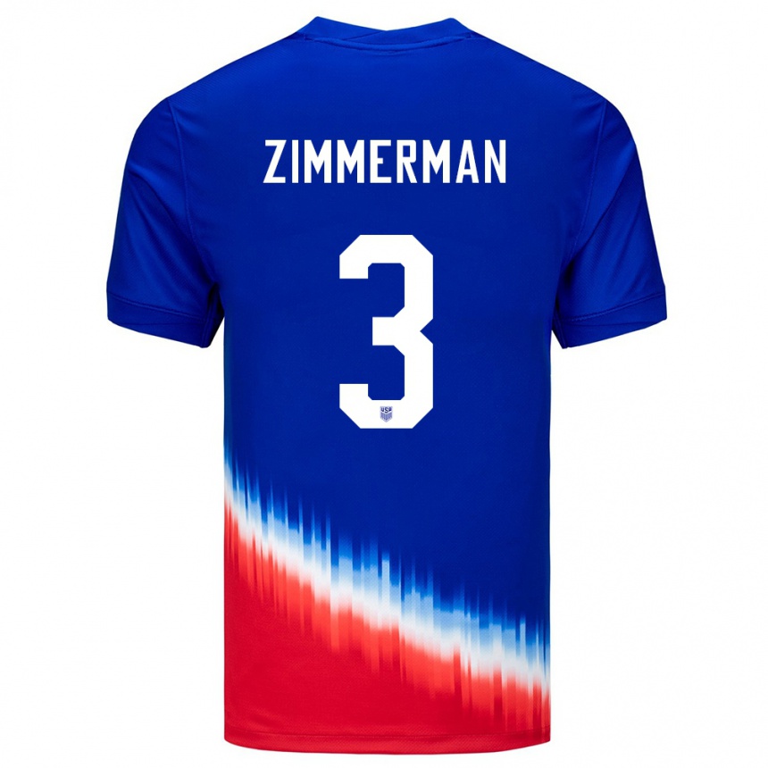 Hombre Fútbol Camiseta Estados Unidos Walker Zimmerman #3 Azul 2ª Equipación 24-26 México