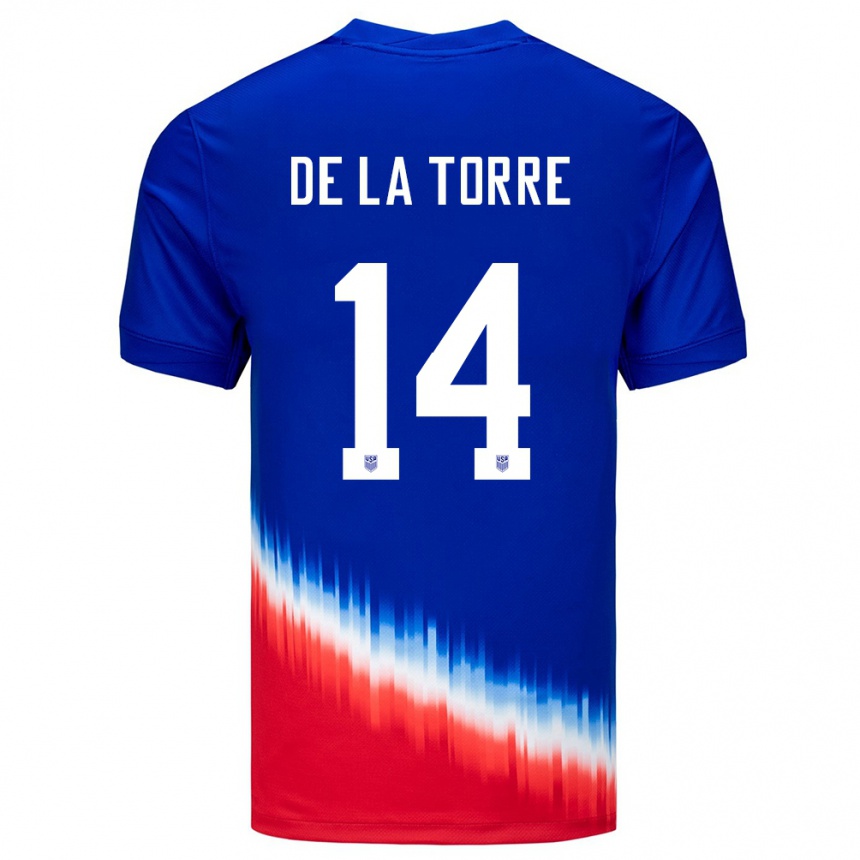 Hombre Fútbol Camiseta Estados Unidos Luca De La Torre #14 Azul 2ª Equipación 24-26 México