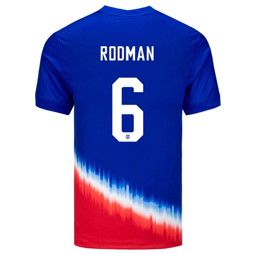 Hombre Fútbol Camiseta Estados Unidos Trinity Rodman #6 Azul 2ª Equipación 24-26 México