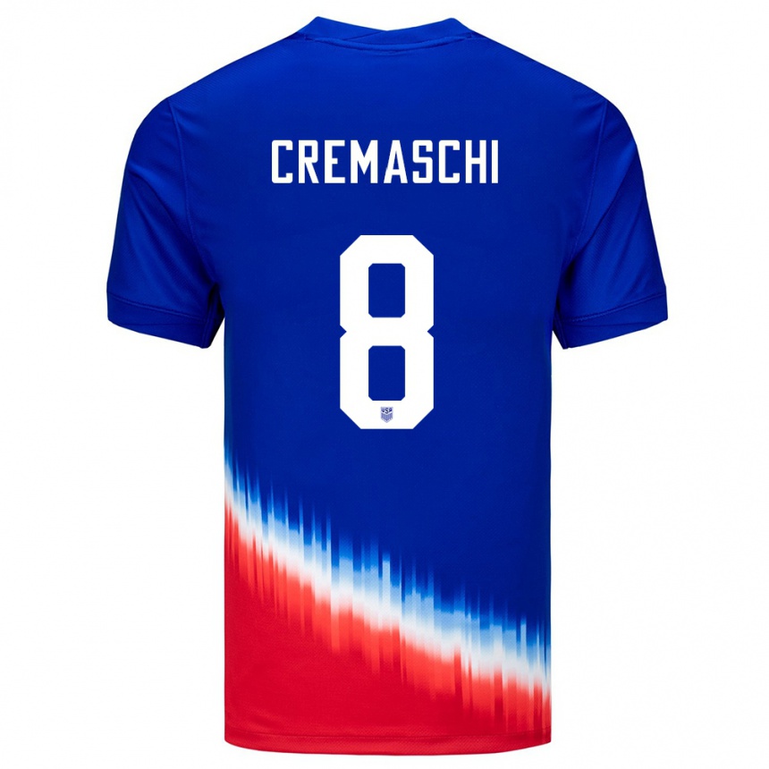 Hombre Fútbol Camiseta Estados Unidos Benjamin Cremaschi #8 Azul 2ª Equipación 24-26 México