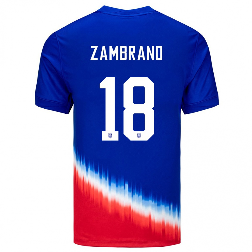 Hombre Fútbol Camiseta Estados Unidos Marcos Zambrano #18 Azul 2ª Equipación 24-26 México