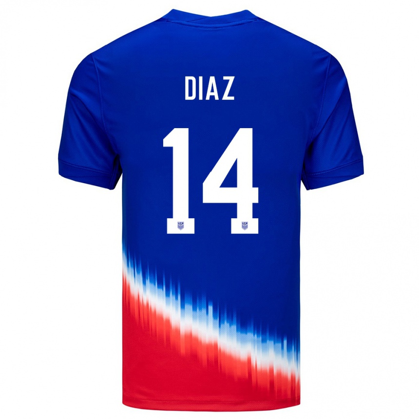Hombre Fútbol Camiseta Estados Unidos Christian Diaz #14 Azul 2ª Equipación 24-26 México