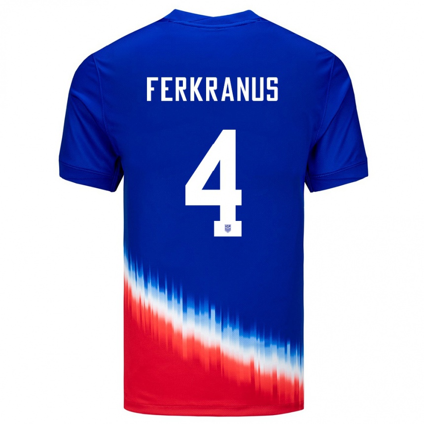 Hombre Fútbol Camiseta Estados Unidos Marcus Ferkranus #4 Azul 2ª Equipación 24-26 México