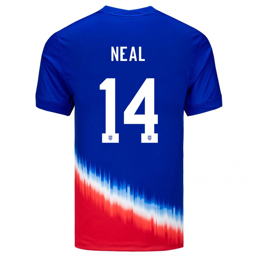 Hombre Fútbol Camiseta Estados Unidos Jalen Neal #14 Azul 2ª Equipación 24-26 México