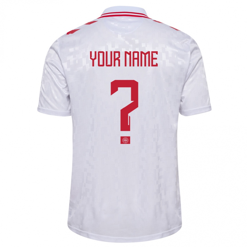 Hombre Fútbol Camiseta Dinamarca Su Nombre #0 Blanco 2ª Equipación 24-26 México