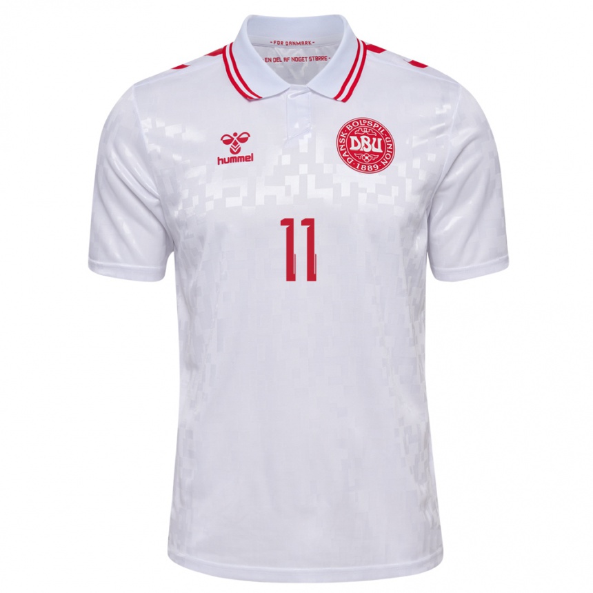 Hombre Fútbol Camiseta Dinamarca Andreas Skov Olsen #11 Blanco 2ª Equipación 24-26 México