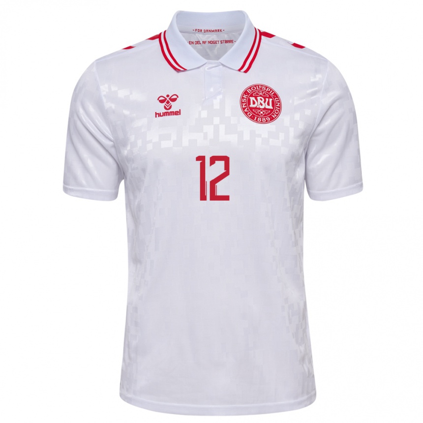 Hombre Fútbol Camiseta Dinamarca Philip Söndergaard #12 Blanco 2ª Equipación 24-26 México