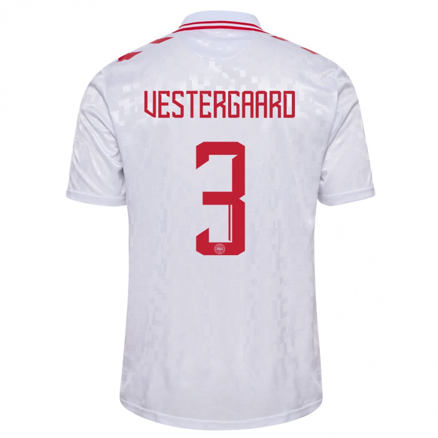 Hombre Fútbol Camiseta Dinamarca Jannik Vestergaard #3 Blanco 2ª Equipación 24-26 México