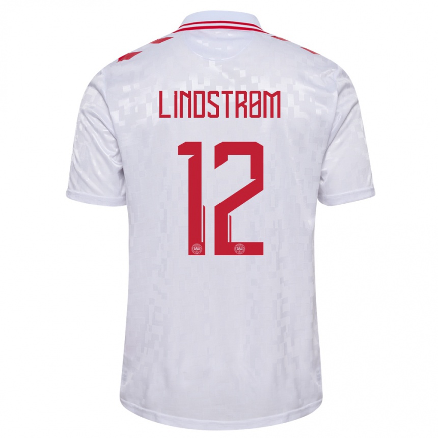 Hombre Fútbol Camiseta Dinamarca Jesper Lindstrom #12 Blanco 2ª Equipación 24-26 México