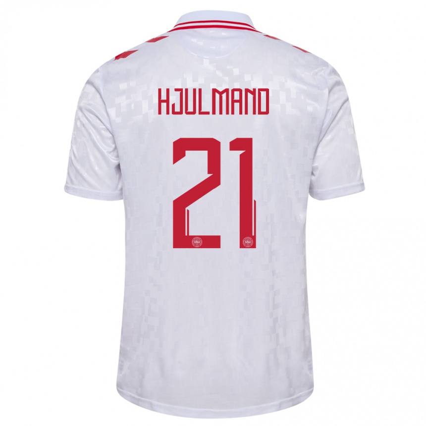 Hombre Fútbol Camiseta Dinamarca Morten Hjulmand #21 Blanco 2ª Equipación 24-26 México