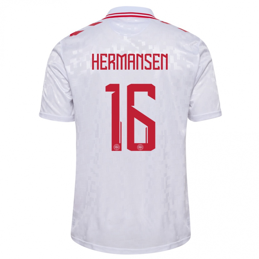 Hombre Fútbol Camiseta Dinamarca Mads Hermansen #16 Blanco 2ª Equipación 24-26 México