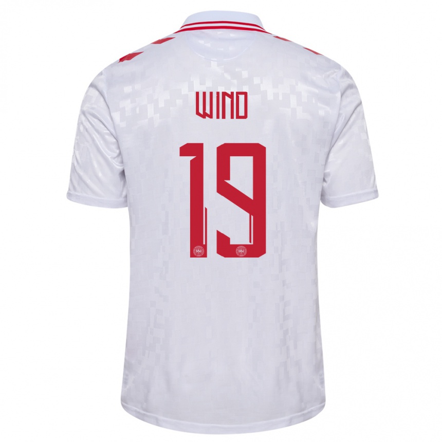 Hombre Fútbol Camiseta Dinamarca Jonas Wind #19 Blanco 2ª Equipación 24-26 México