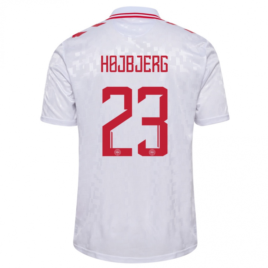 Hombre Fútbol Camiseta Dinamarca Pierre Emile Hojbjerg #23 Blanco 2ª Equipación 24-26 México