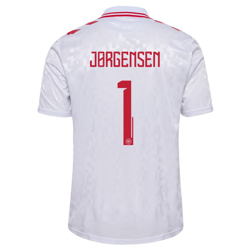 Hombre Fútbol Camiseta Dinamarca Filip Jørgensen #1 Blanco 2ª Equipación 24-26 México