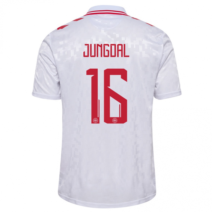 Hombre Fútbol Camiseta Dinamarca Andreas Jungdal #16 Blanco 2ª Equipación 24-26 México