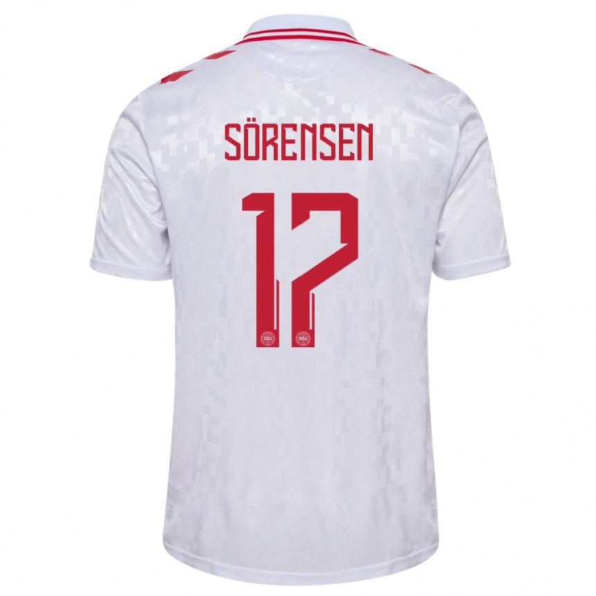 Hombre Fútbol Camiseta Dinamarca Oliver Sörensen #17 Blanco 2ª Equipación 24-26 México