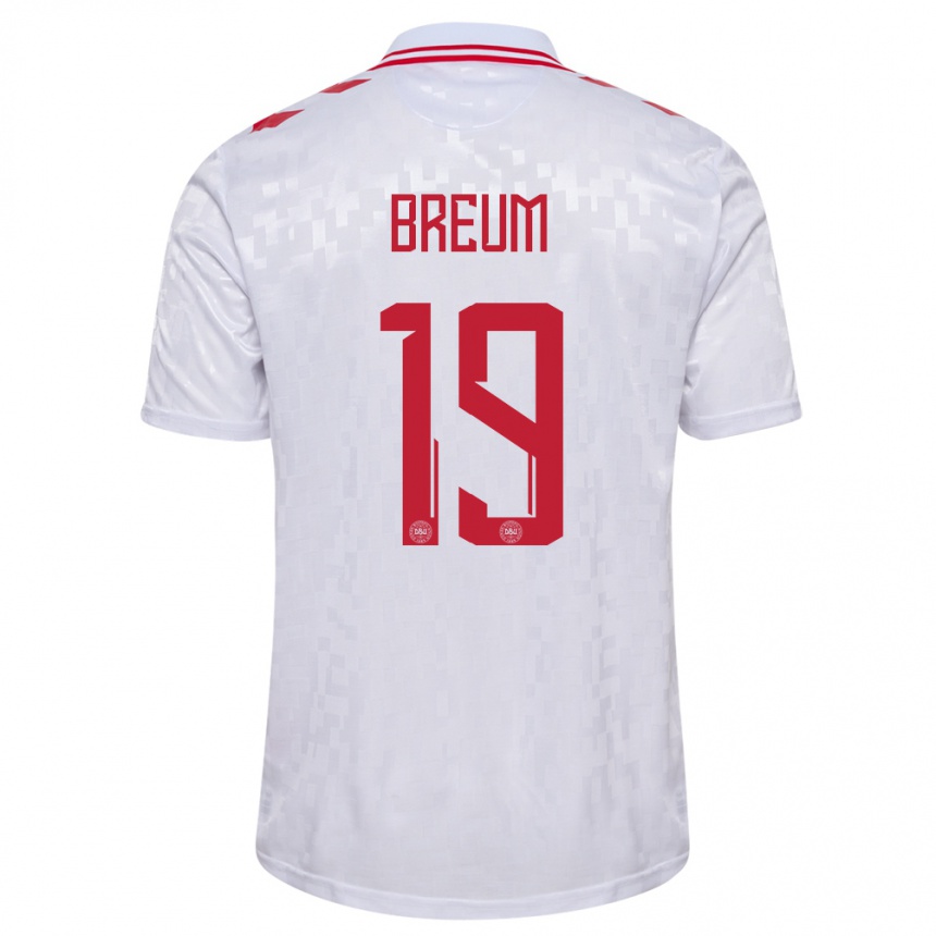 Hombre Fútbol Camiseta Dinamarca Jakob Breum #19 Blanco 2ª Equipación 24-26 México