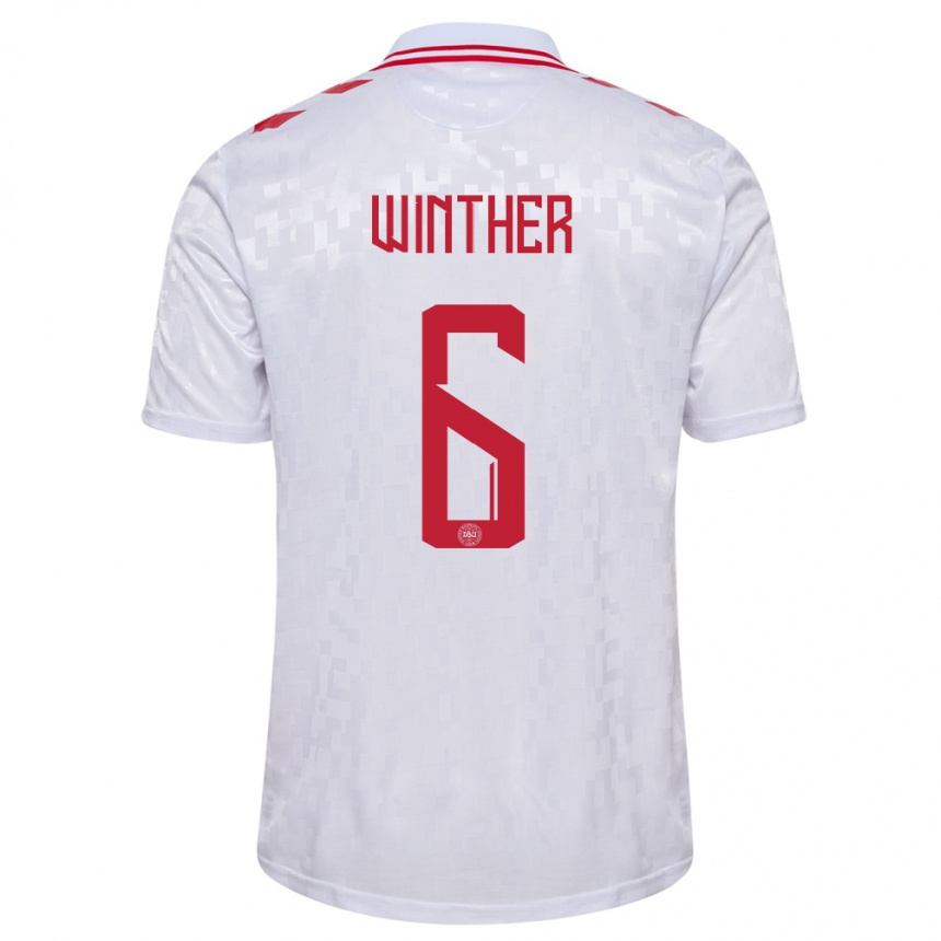 Hombre Fútbol Camiseta Dinamarca Casper Winther #6 Blanco 2ª Equipación 24-26 México