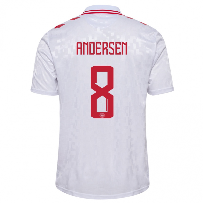 Hombre Fútbol Camiseta Dinamarca Silas Andersen #8 Blanco 2ª Equipación 24-26 México