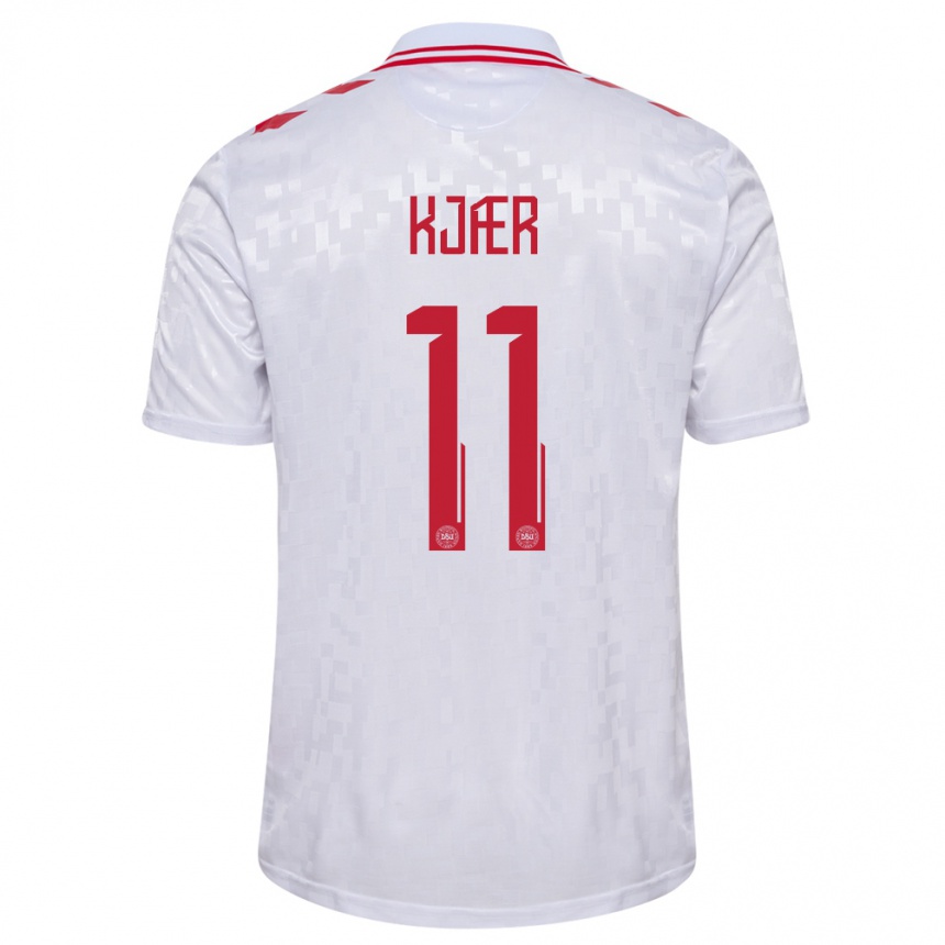 Hombre Fútbol Camiseta Dinamarca Jeppe Kjær #11 Blanco 2ª Equipación 24-26 México