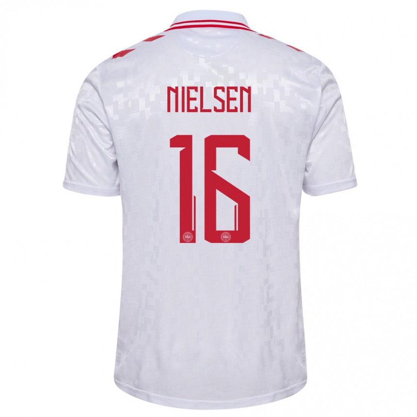 Hombre Fútbol Camiseta Dinamarca Magnus Nielsen #16 Blanco 2ª Equipación 24-26 México