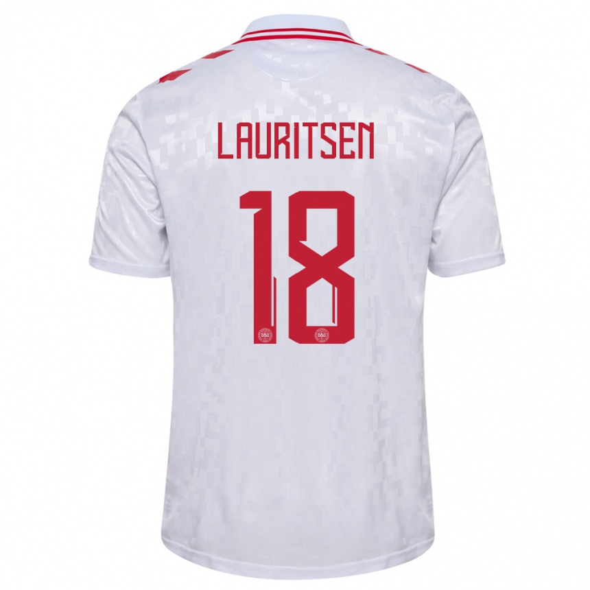 Hombre Fútbol Camiseta Dinamarca Tobias Lauritsen #18 Blanco 2ª Equipación 24-26 México