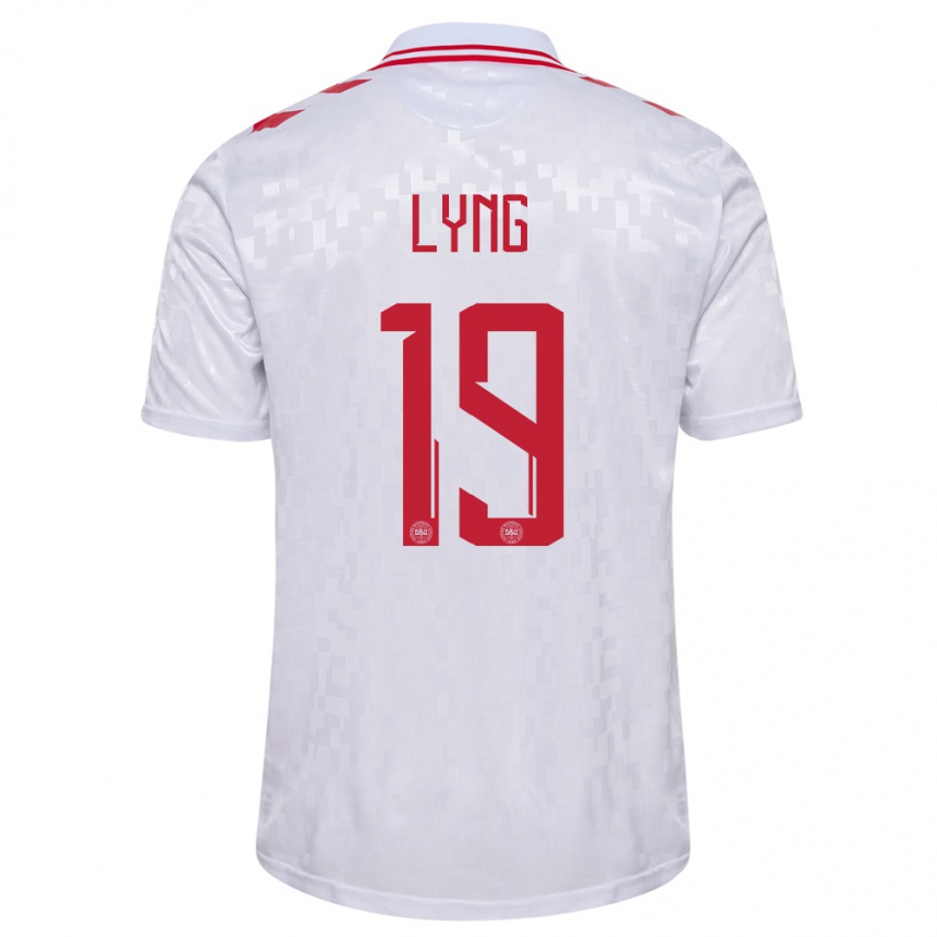 Hombre Fútbol Camiseta Dinamarca Alexander Lyng #19 Blanco 2ª Equipación 24-26 México