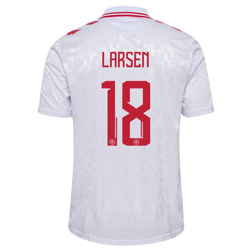 Hombre Fútbol Camiseta Dinamarca Lukas Larsen #18 Blanco 2ª Equipación 24-26 México