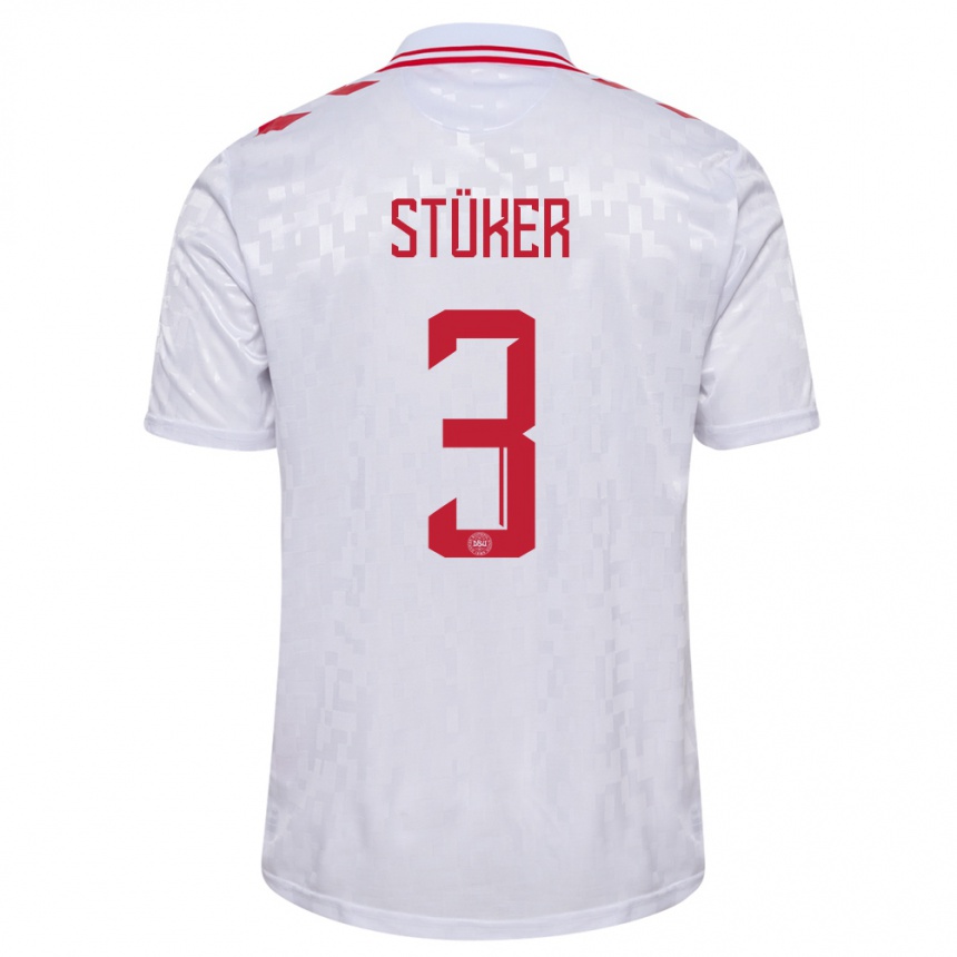 Hombre Fútbol Camiseta Dinamarca Simon Stüker #3 Blanco 2ª Equipación 24-26 México