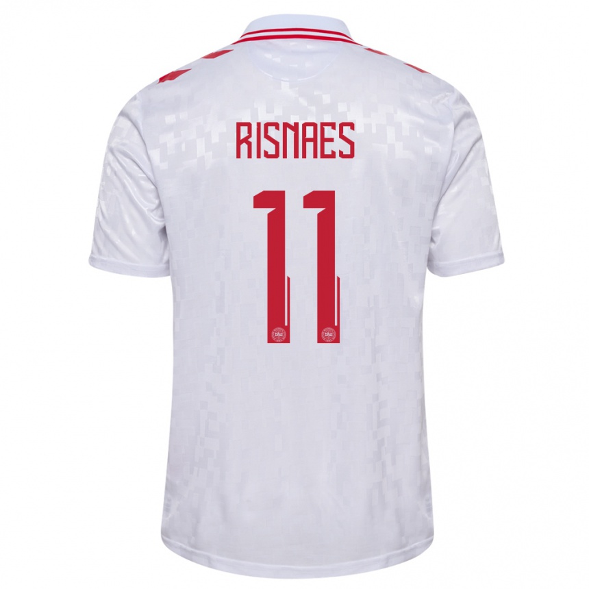 Hombre Fútbol Camiseta Dinamarca Roberto Risnaes #11 Blanco 2ª Equipación 24-26 México