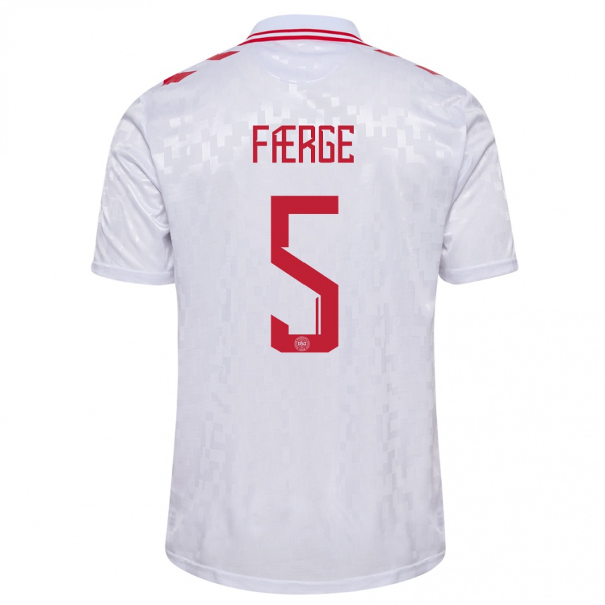 Hombre Fútbol Camiseta Dinamarca Emma Farge #5 Blanco 2ª Equipación 24-26 México