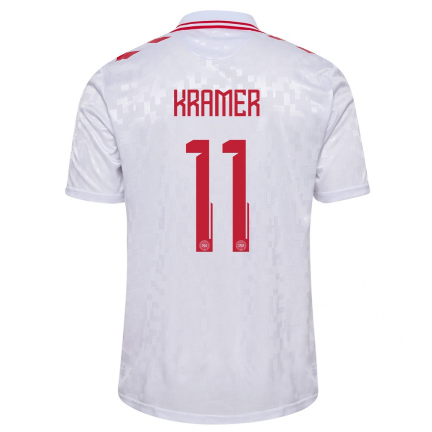 Hombre Fútbol Camiseta Dinamarca Cornelia Kramer #11 Blanco 2ª Equipación 24-26 México