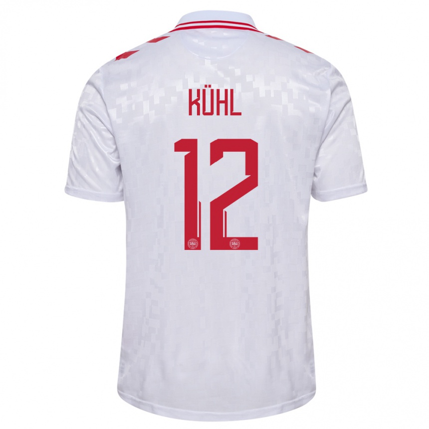 Hombre Fútbol Camiseta Dinamarca Kathrine Kuhl #12 Blanco 2ª Equipación 24-26 México