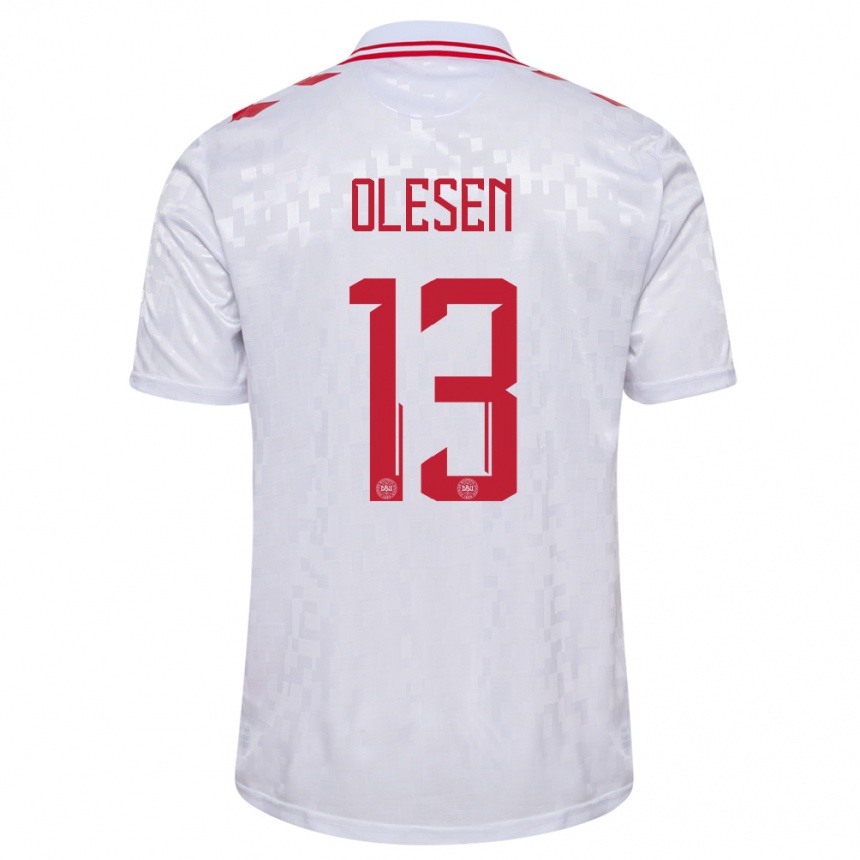 Hombre Fútbol Camiseta Dinamarca Karoline Olesen #13 Blanco 2ª Equipación 24-26 México