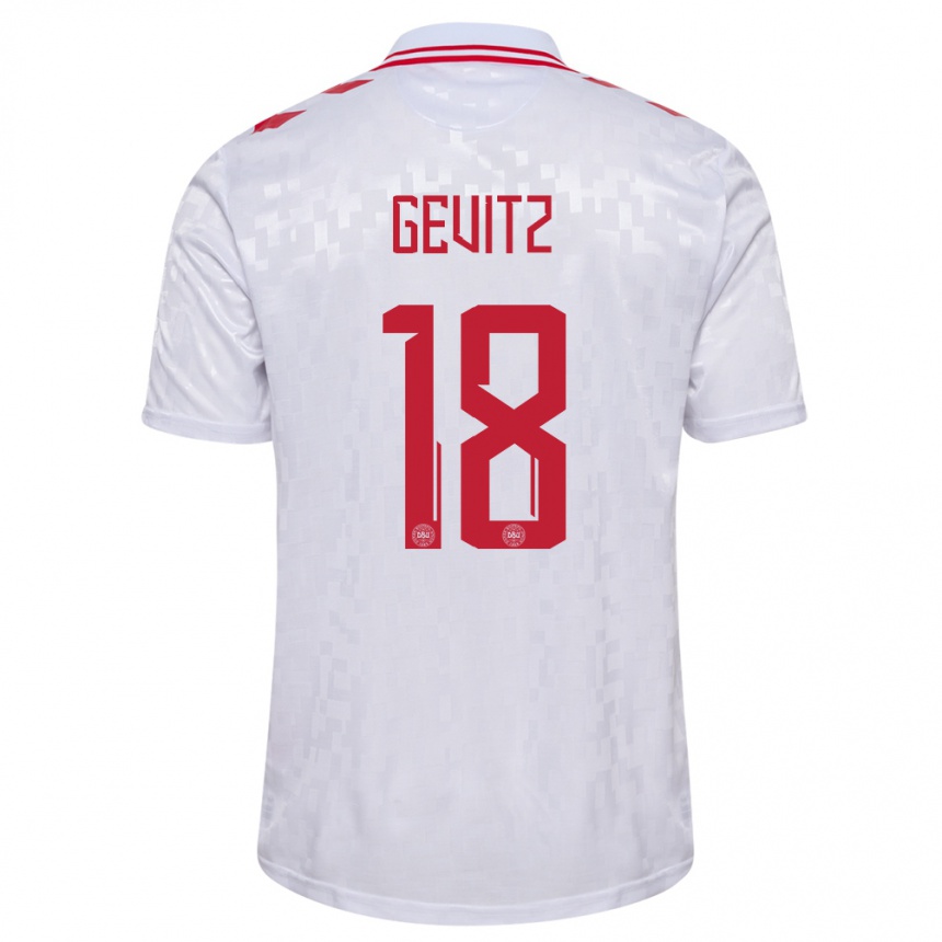 Hombre Fútbol Camiseta Dinamarca Luna Gevitz #18 Blanco 2ª Equipación 24-26 México