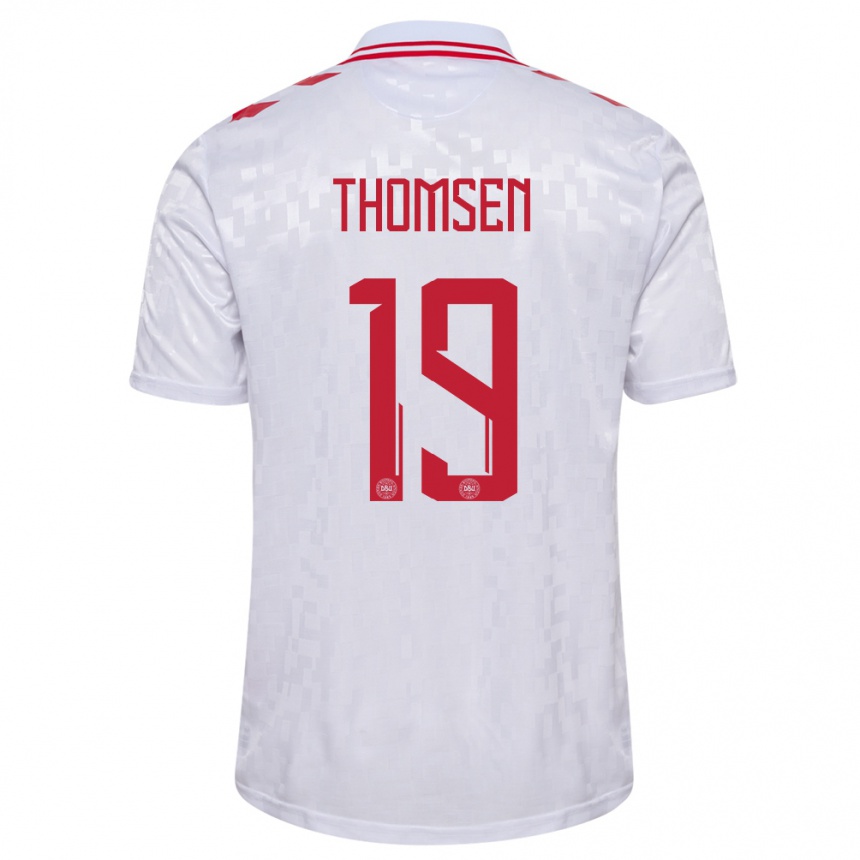 Hombre Fútbol Camiseta Dinamarca Janni Thomsen #19 Blanco 2ª Equipación 24-26 México