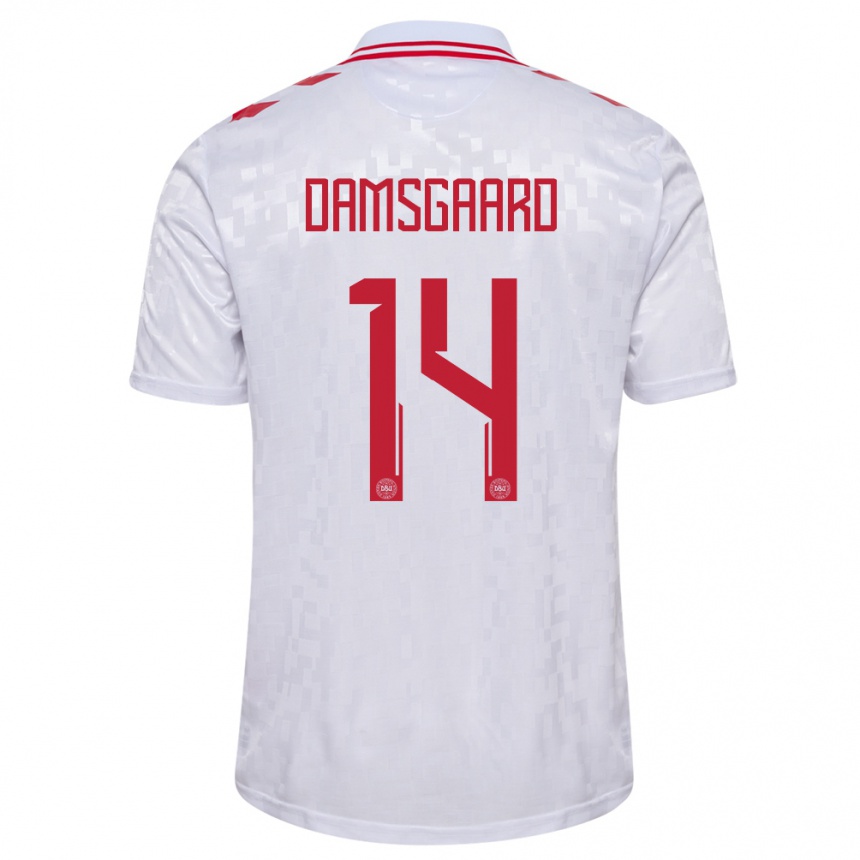 Hombre Fútbol Camiseta Dinamarca Mikkel Damsgaard #14 Blanco 2ª Equipación 24-26 México