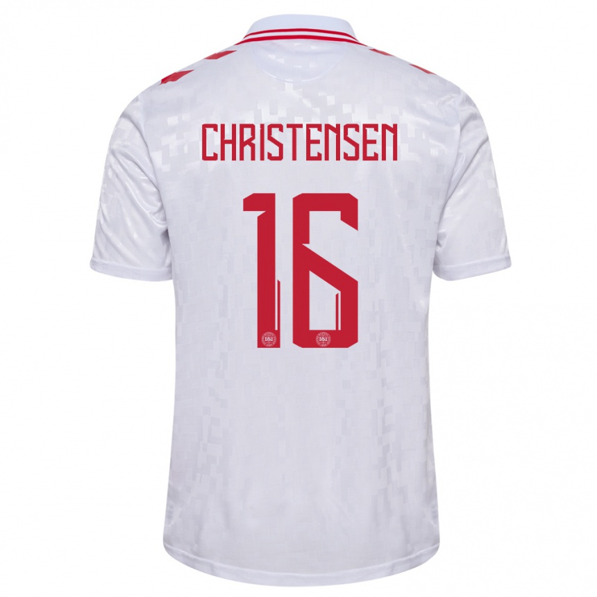 Hombre Fútbol Camiseta Dinamarca Oliver Christensen #16 Blanco 2ª Equipación 24-26 México