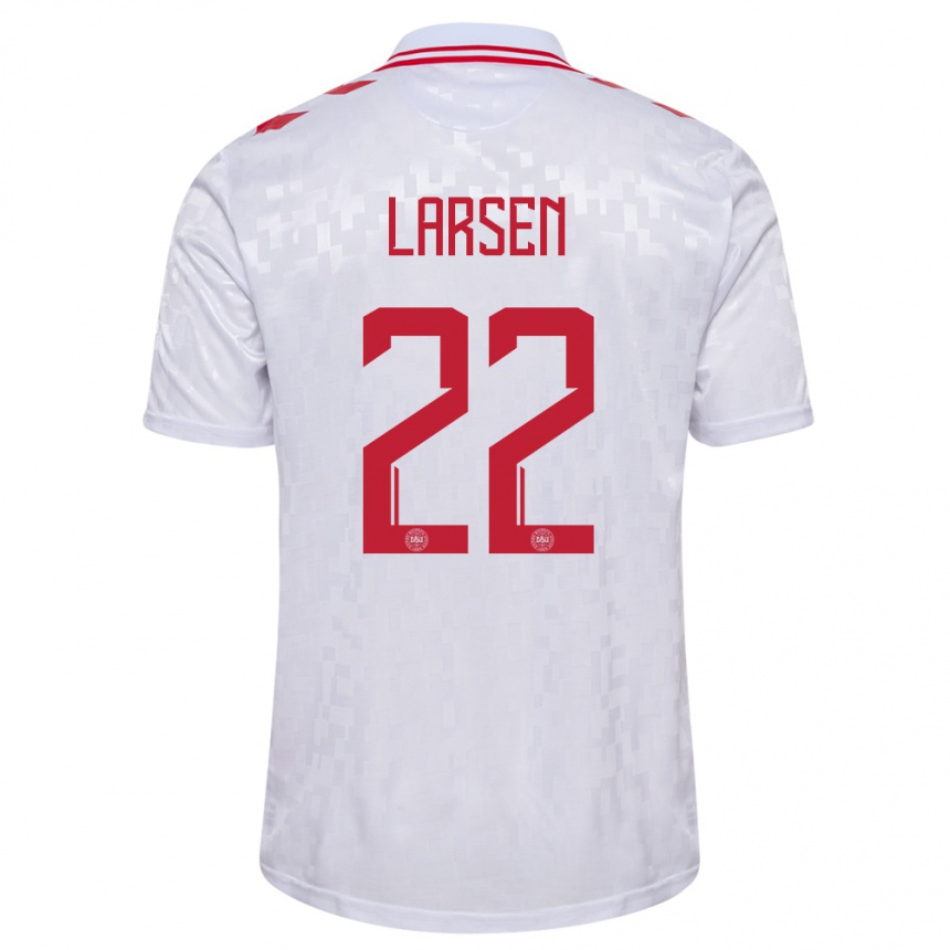 Hombre Fútbol Camiseta Dinamarca Kathrine Larsen #22 Blanco 2ª Equipación 24-26 México