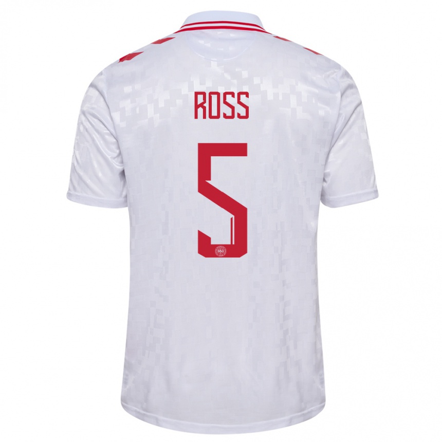Hombre Fútbol Camiseta Dinamarca Mathias Ross #5 Blanco 2ª Equipación 24-26 México