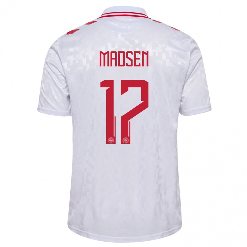 Hombre Fútbol Camiseta Dinamarca Nicolas Madsen #17 Blanco 2ª Equipación 24-26 México