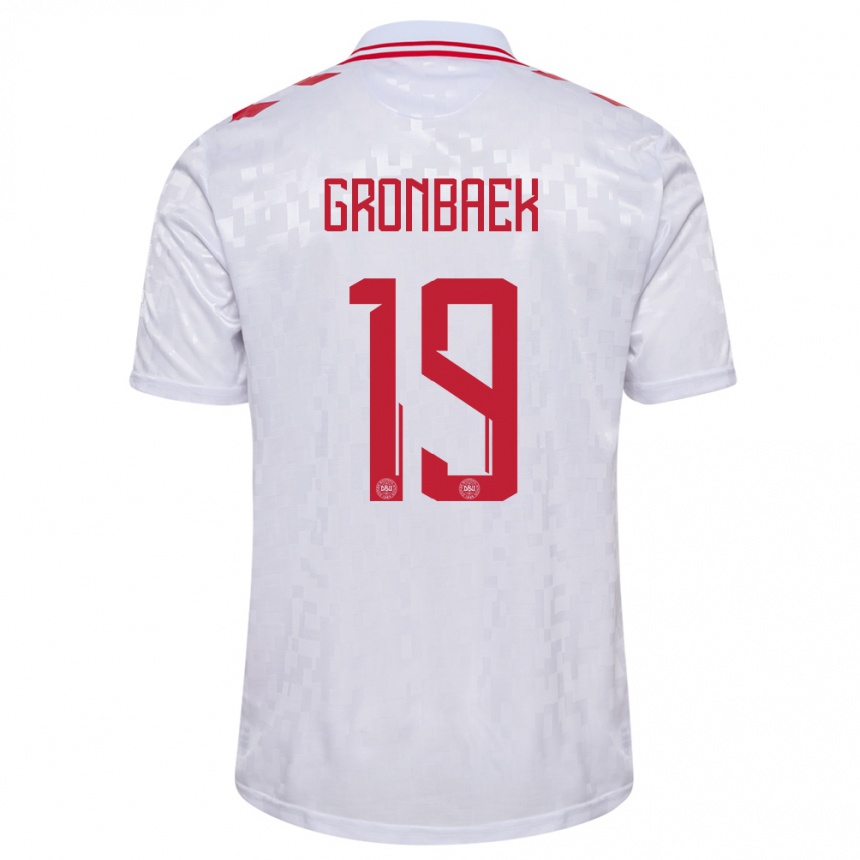 Hombre Fútbol Camiseta Dinamarca Albert Gronbaek #19 Blanco 2ª Equipación 24-26 México