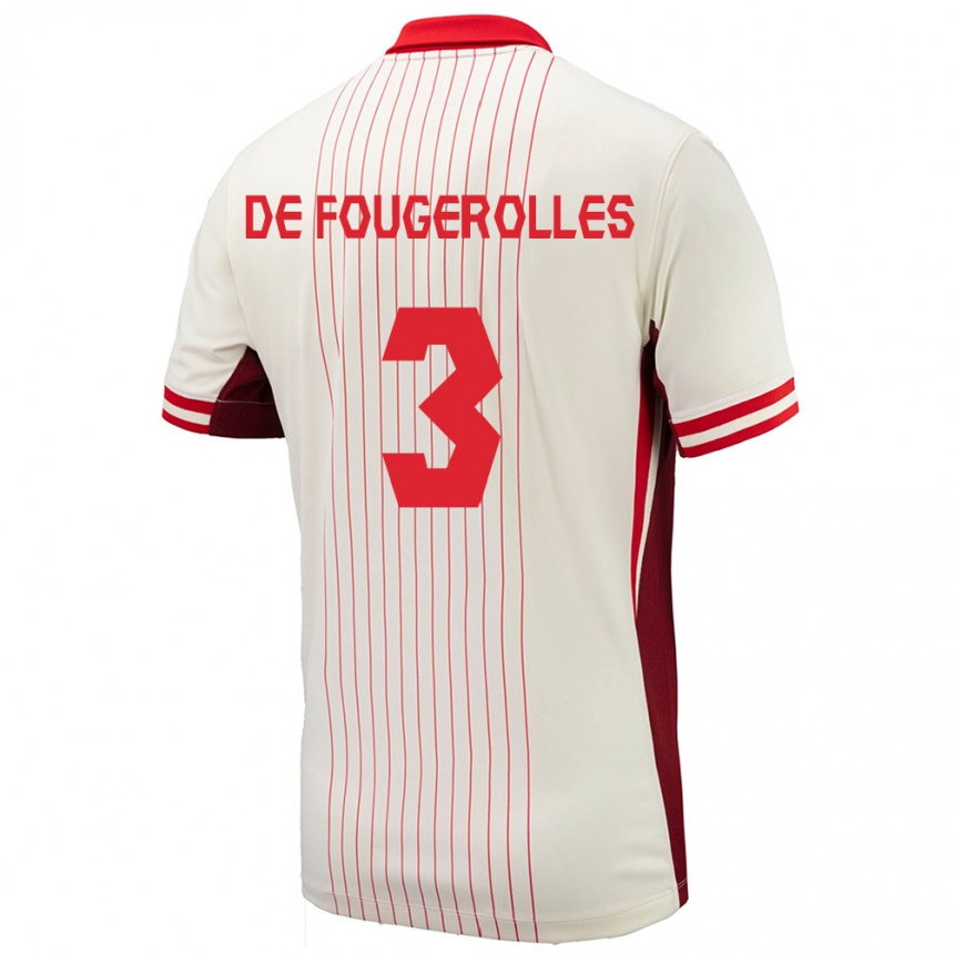 Hombre Fútbol Camiseta Canadá Luc De Fougerolles #3 Blanco 2ª Equipación 24-26 México