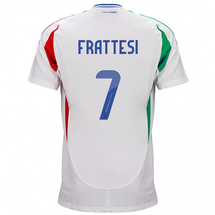 Hombre Fútbol Camiseta Italia Davide Frattesi #7 Blanco 2ª Equipación 24-26 México