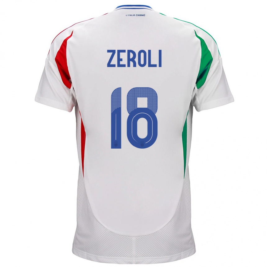 Hombre Fútbol Camiseta Italia Kevin Zeroli #18 Blanco 2ª Equipación 24-26 México