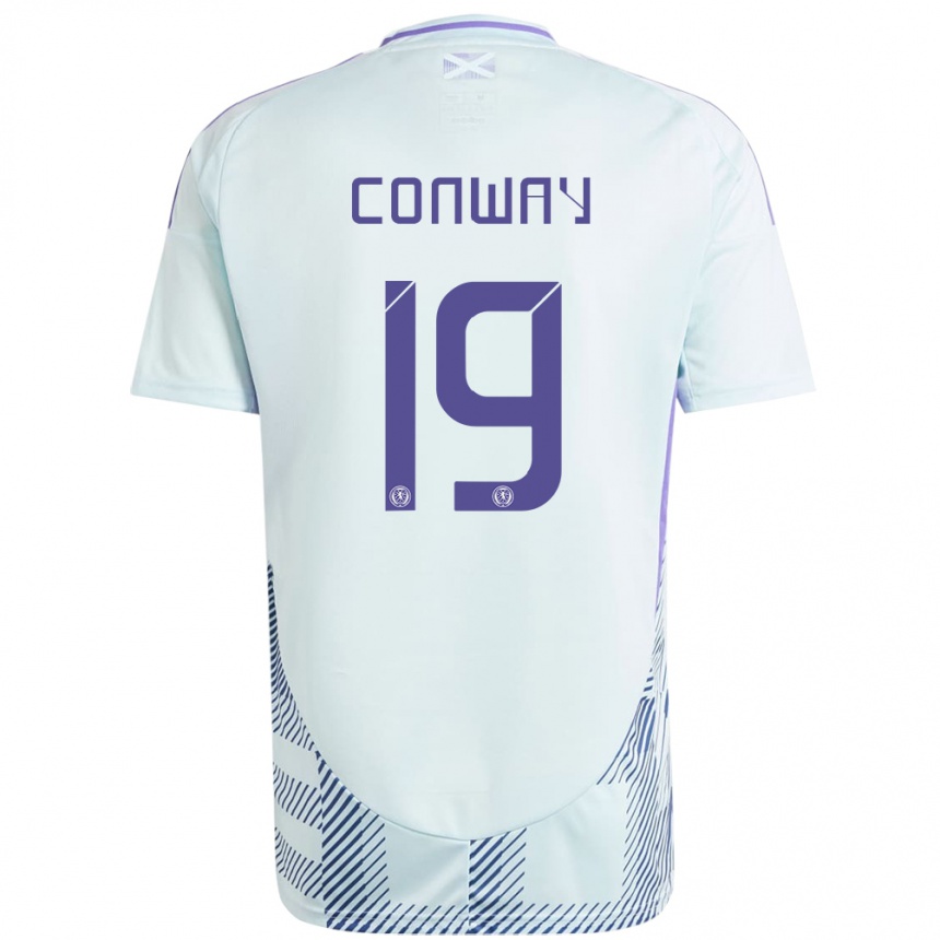 Hombre Fútbol Camiseta Escocia Tommy Conway #19 Azul Menta Claro 2ª Equipación 24-26 México