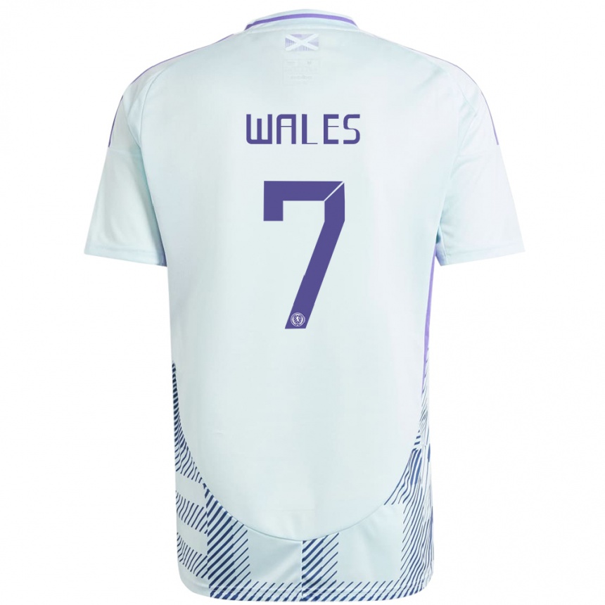 Hombre Fútbol Camiseta Escocia Bobby Wales #7 Azul Menta Claro 2ª Equipación 24-26 México