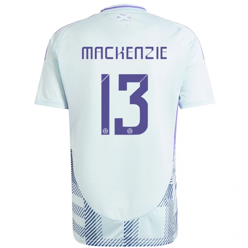 Hombre Fútbol Camiseta Escocia Zander Mackenzie #13 Azul Menta Claro 2ª Equipación 24-26 México