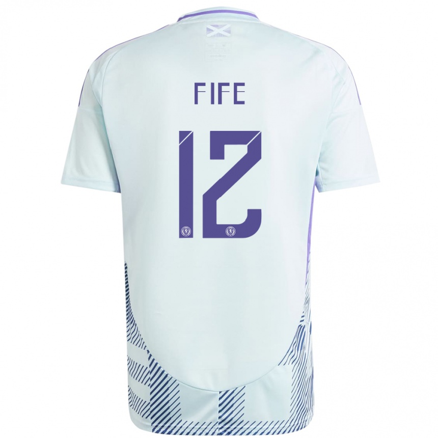 Hombre Fútbol Camiseta Escocia Jenna Fife #12 Azul Menta Claro 2ª Equipación 24-26 México